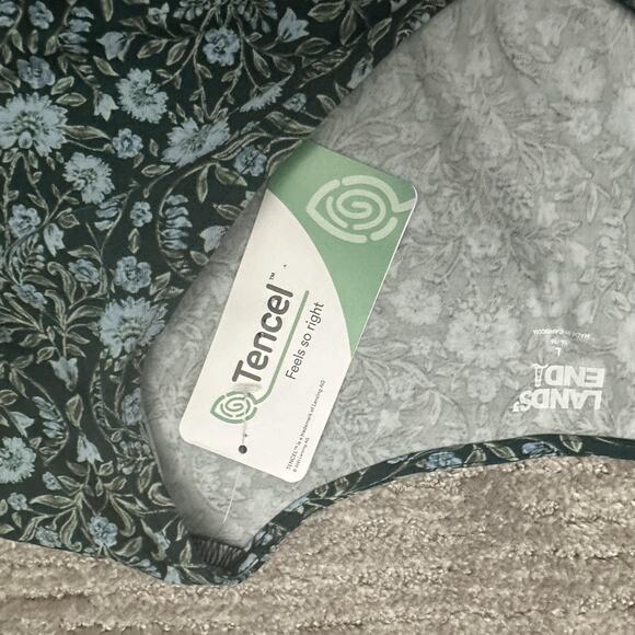 Lands End Dress Womens Large Green Floral V Neck Knot Twist Front Outdoor Casual - Picture 8 of 16